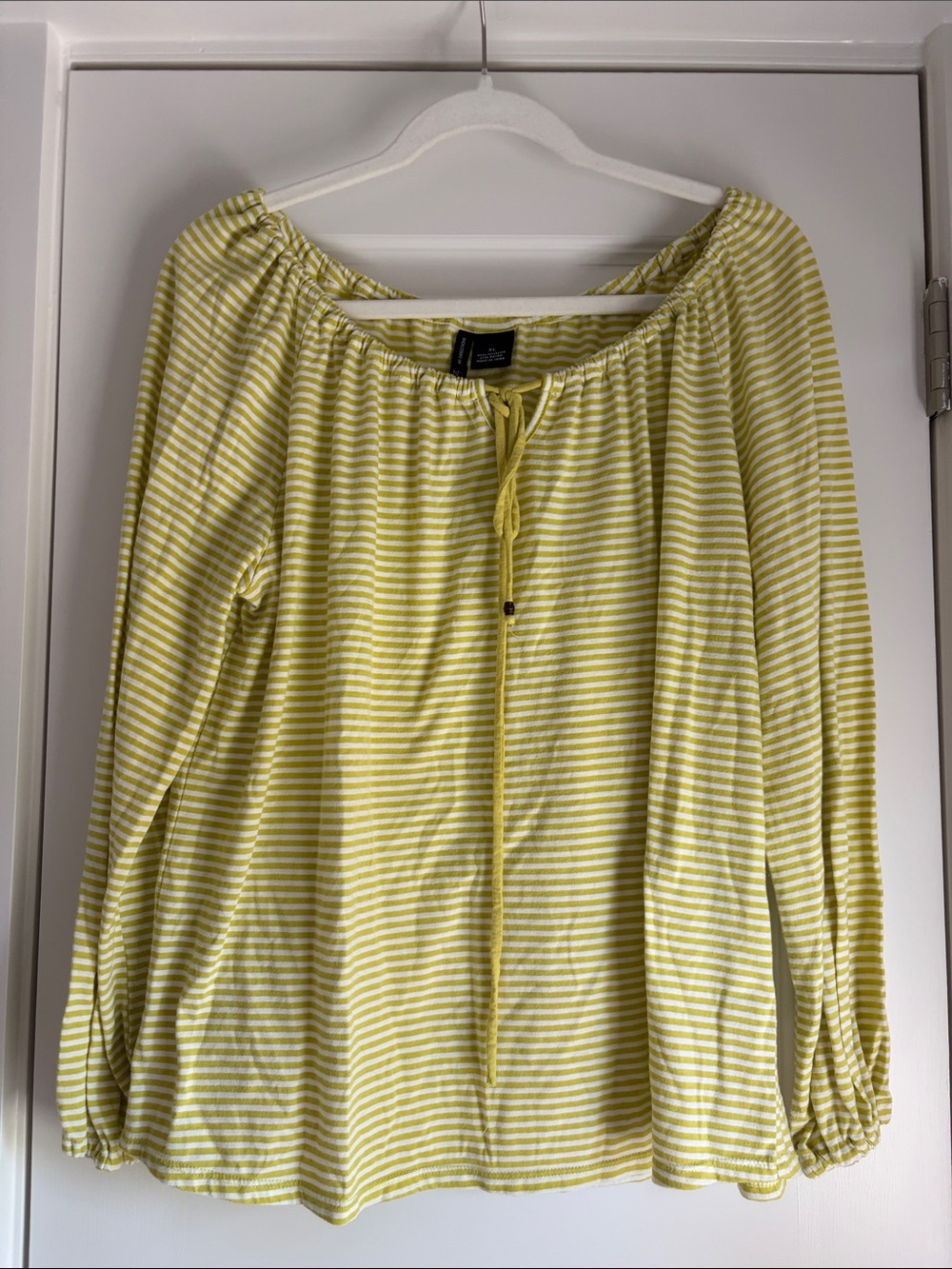 new directions Yellow and White Striped Peasant Tunic
